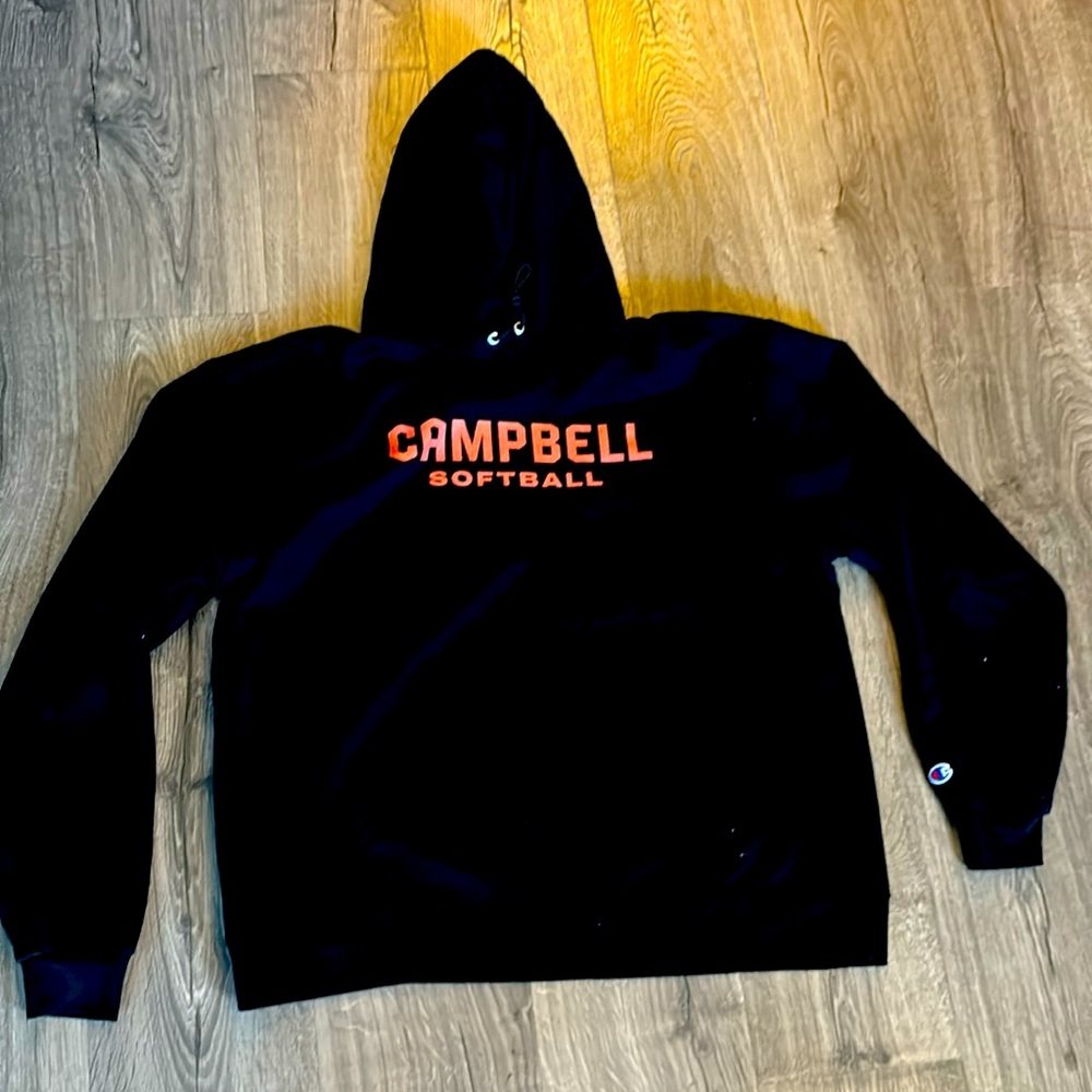 Black Campbell University Softball Hoodie